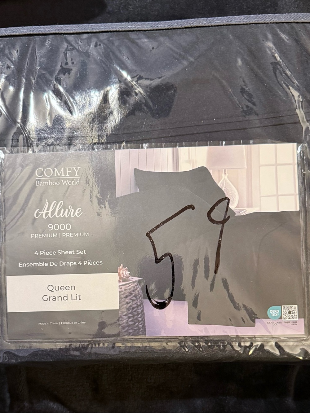 Comfy Bamboo World Allure 9000 Black Queen 4 Piece Sheet Set